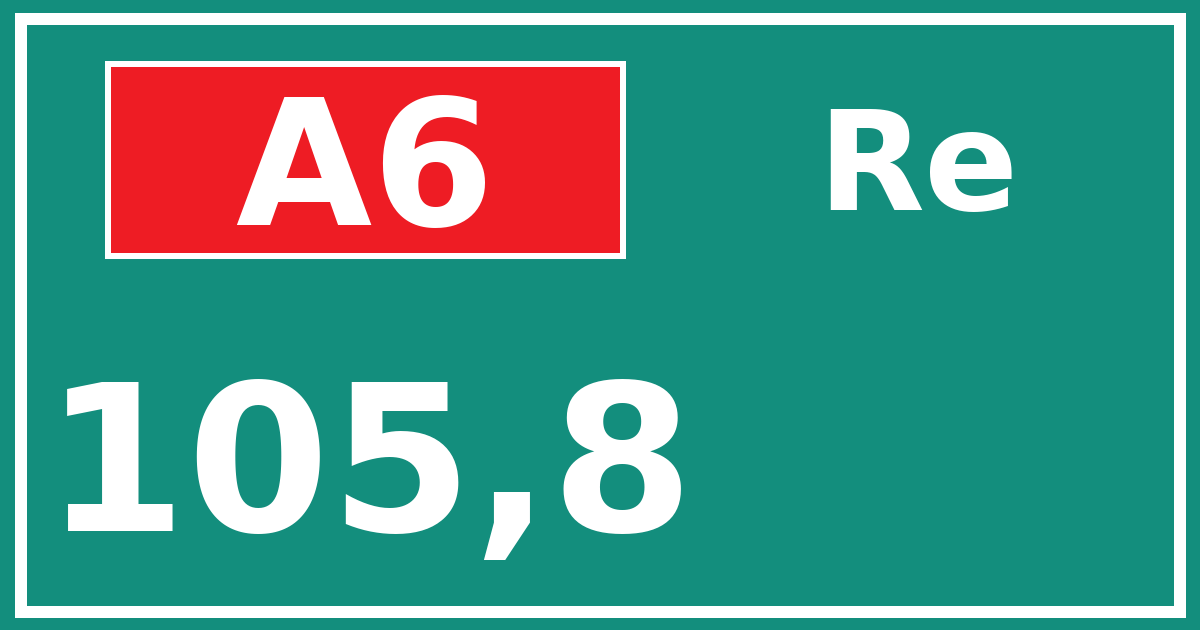 Hectometerbord A6 105,8 zijde Re
