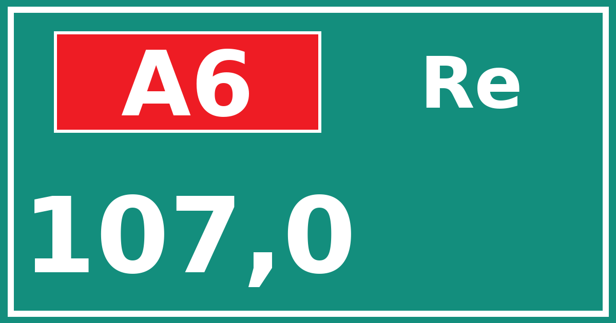 Hectometerbord A6 107,0 zijde Re