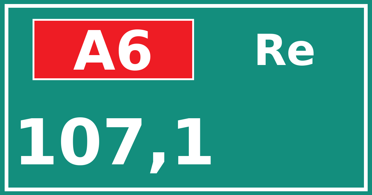 Hectometerbord A6 107,1 zijde Re