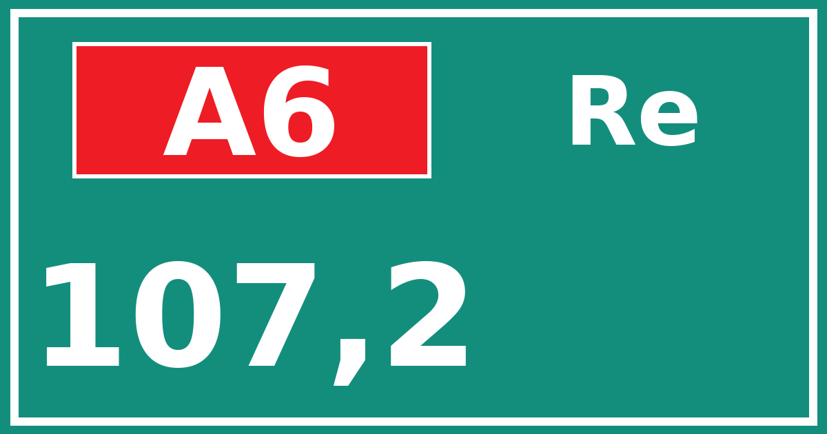 Hectometerbord A6 107,2 zijde Re