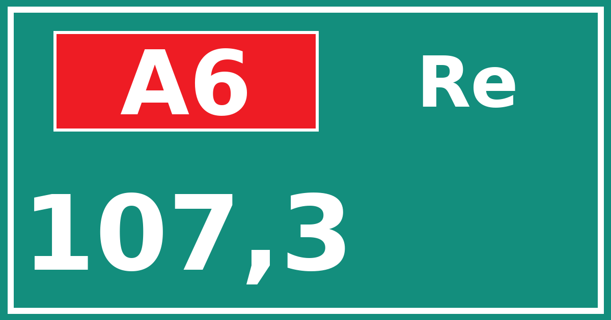 Hectometerbord A6 107,3 zijde Re