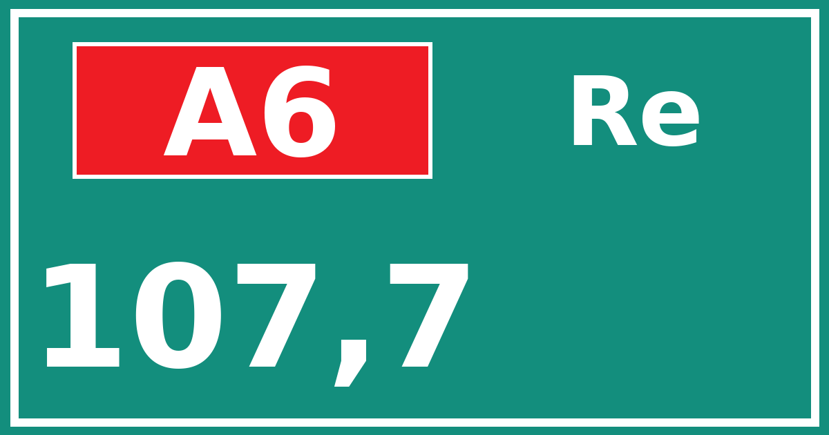 Hectometerbord A6 107,7 zijde Re