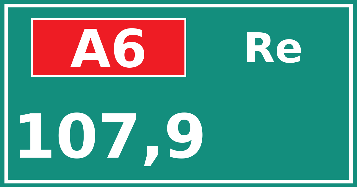 Hectometerbord A6 107,9 zijde Re