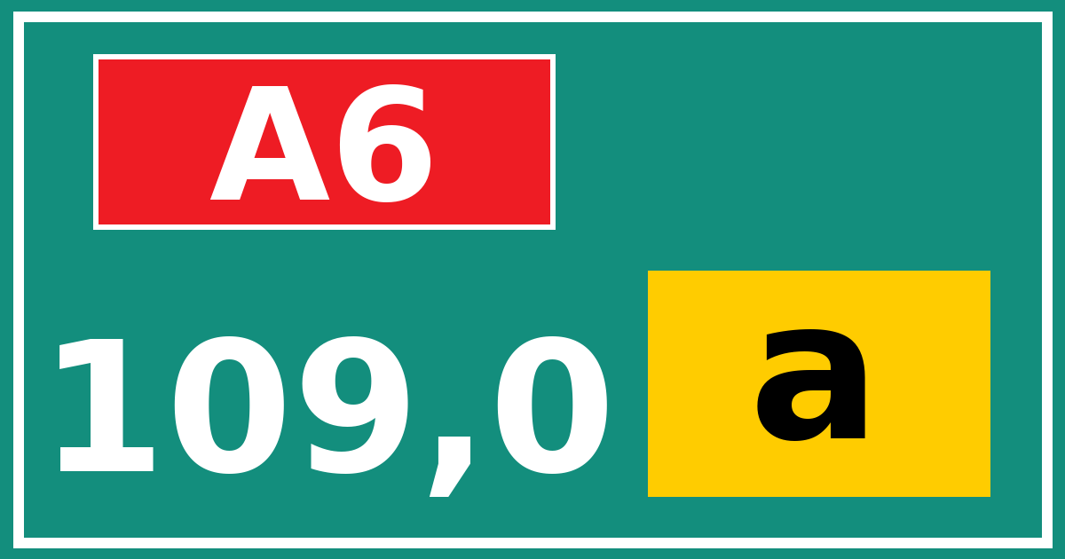 Hectometerbord A6 109,0 letter a