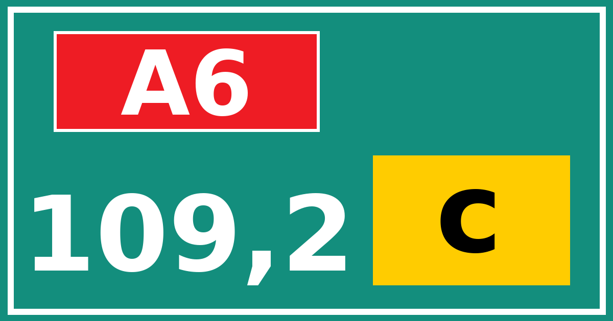 Hectometerbord A6 109,2 letter c