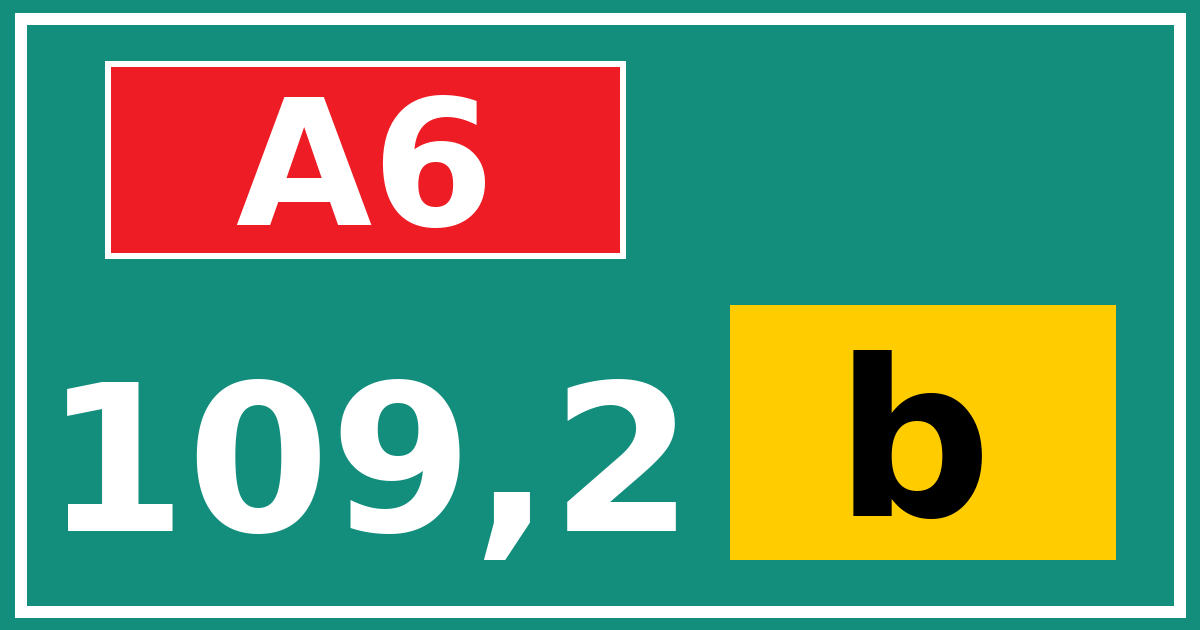 Hectometerbord A6 109,2 letter b