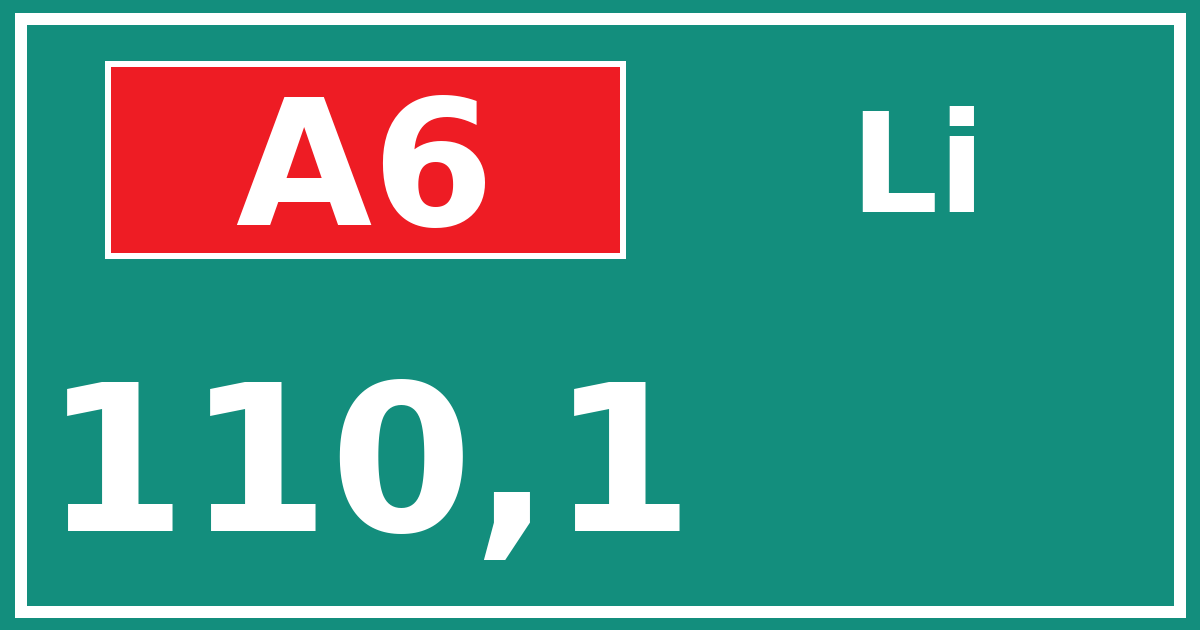 Hectometerbord A6 110,1 zijde Li