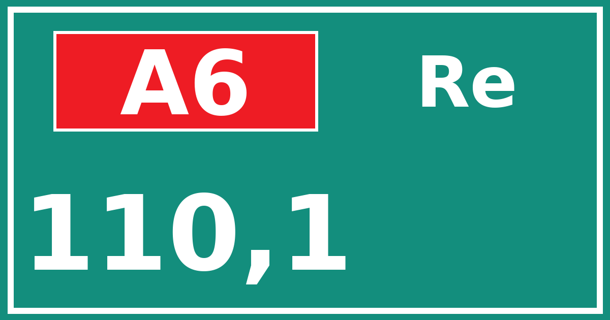 Hectometerbord A6 110,1 zijde Re