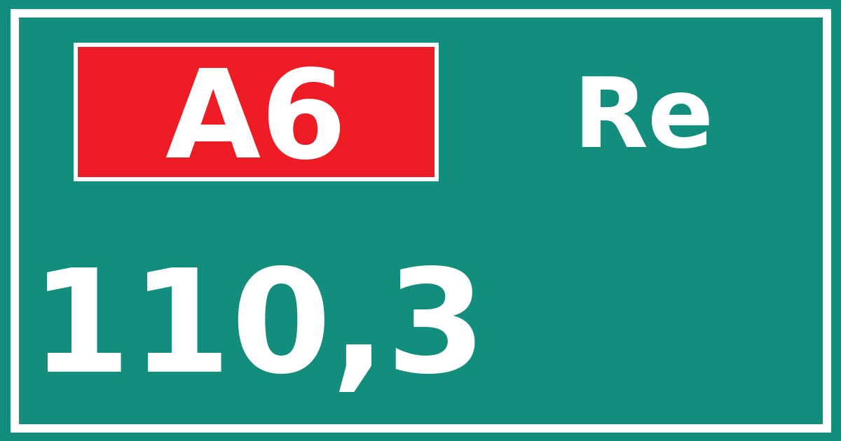 Hectometerbord A6 110,3 zijde Re