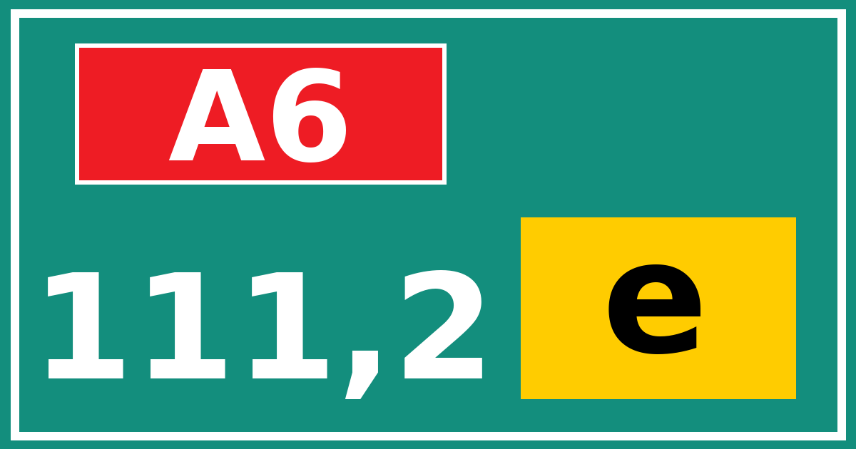 Hectometerbord A6 111,2 letter e