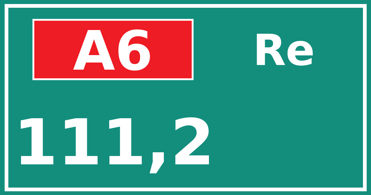 Hectometerbord A6 111,2 zijde Re