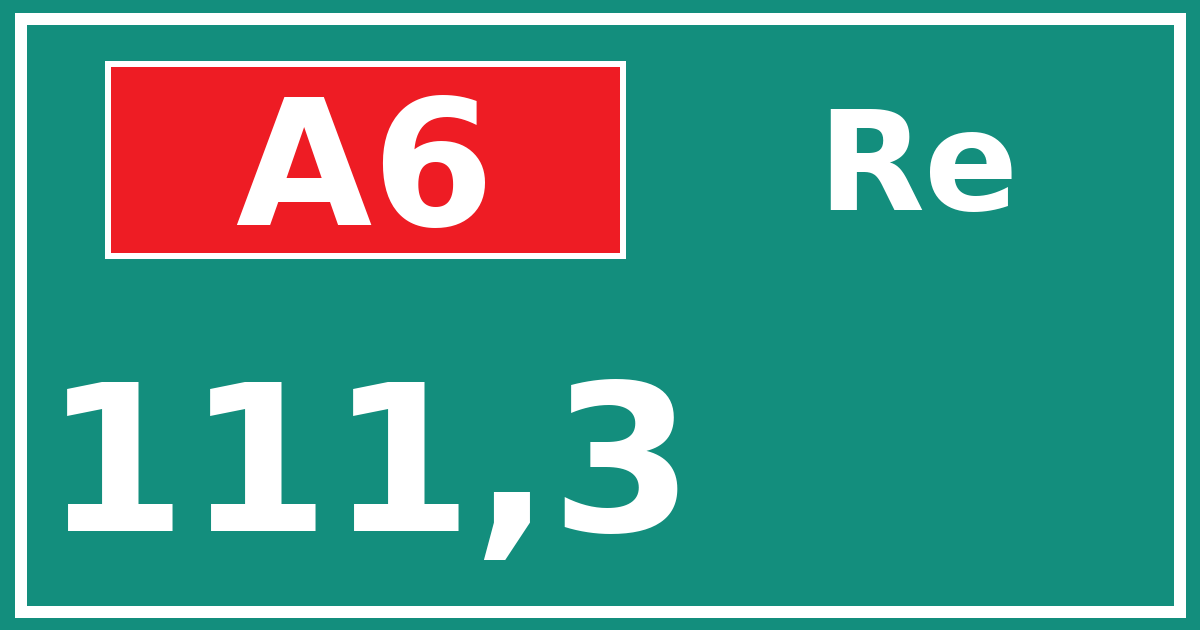 Hectometerbord A6 111,3 zijde Re