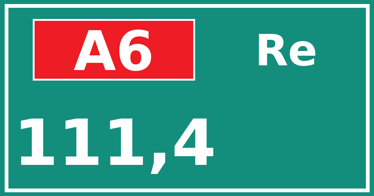Hectometerbord A6 111,4 zijde Re