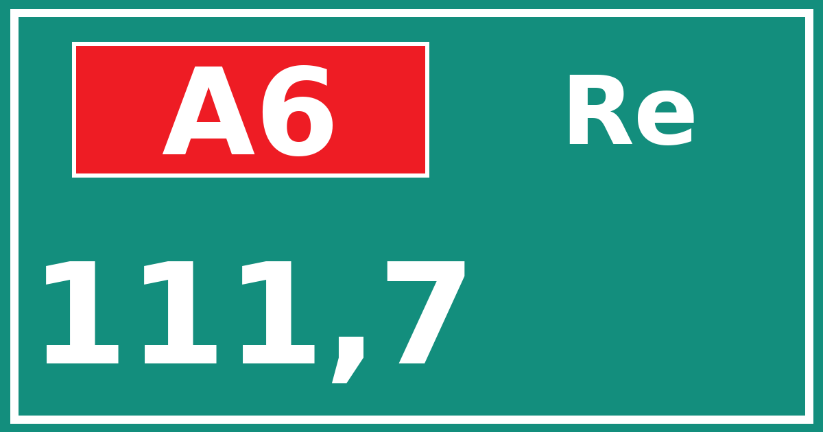 Hectometerbord A6 111,7 zijde Re