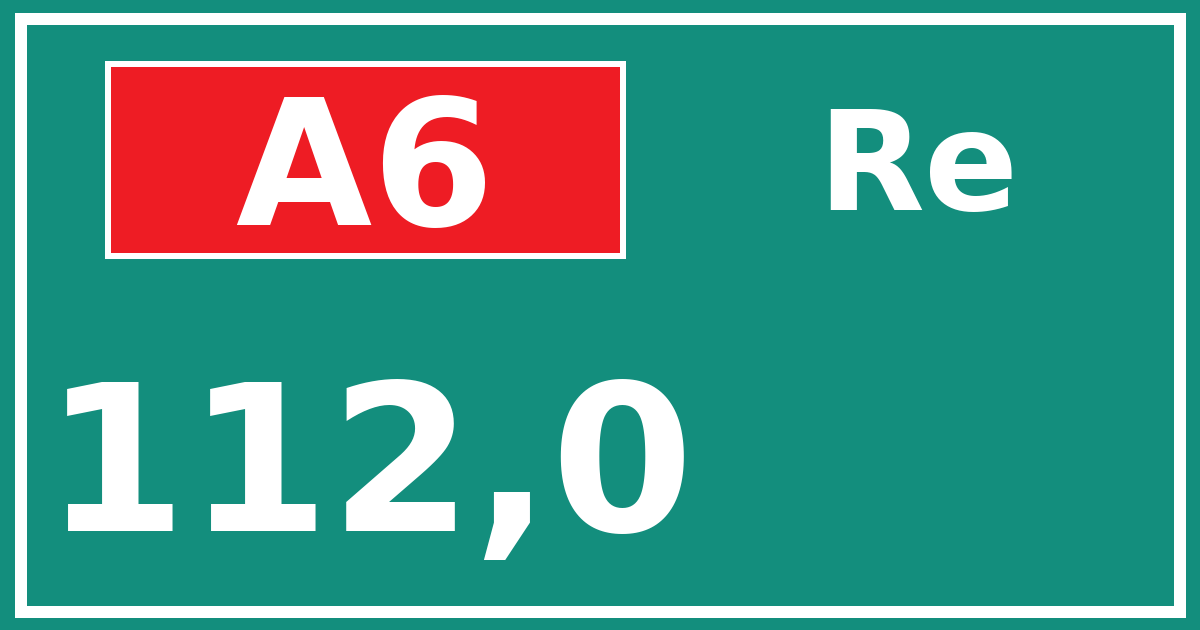 Hectometerbord A6 112,0 zijde Re