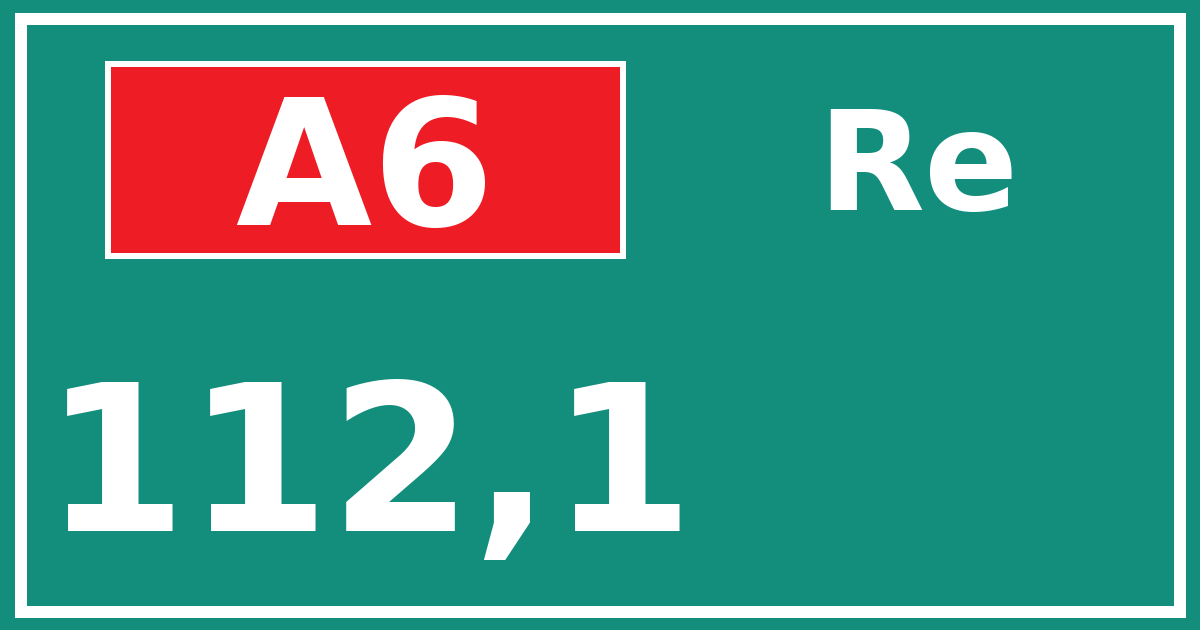Hectometerbord A6 112,1 zijde Re
