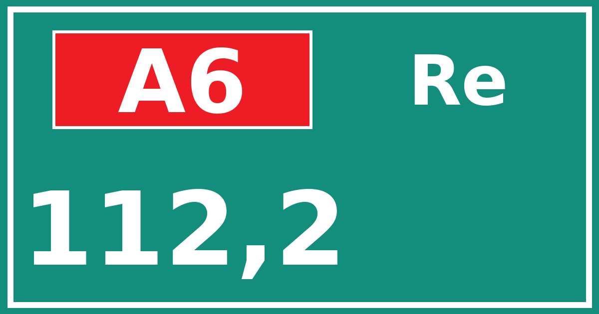 Hectometerbord A6 112,2 zijde Re