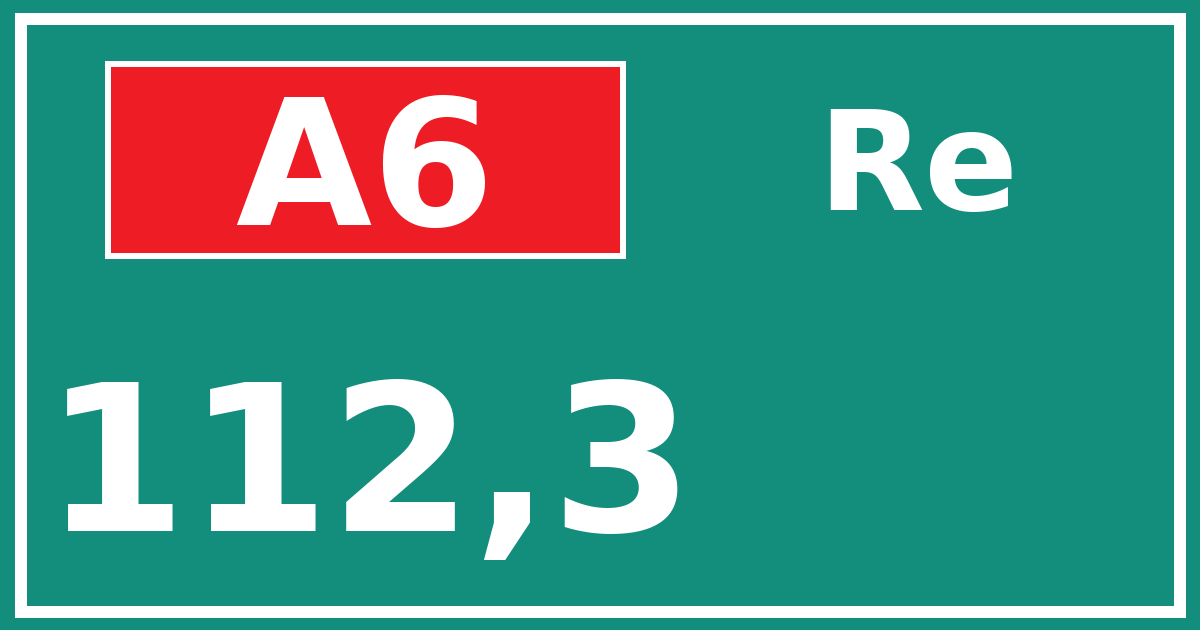 Hectometerbord A6 112,3 zijde Re