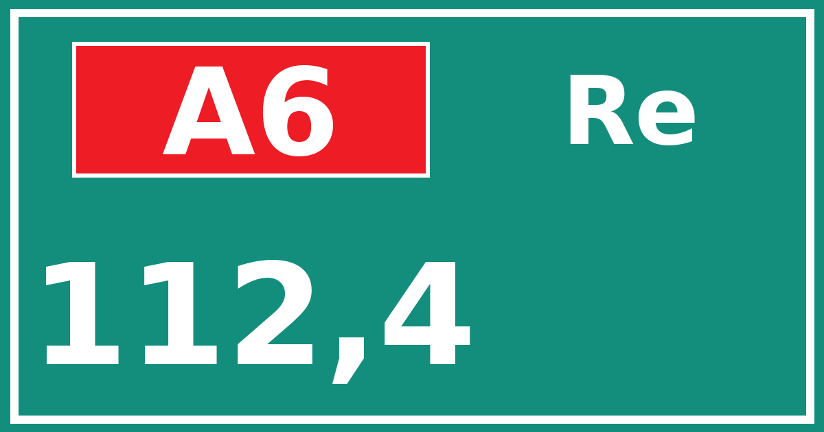 Hectometerbord A6 112,4 zijde Re
