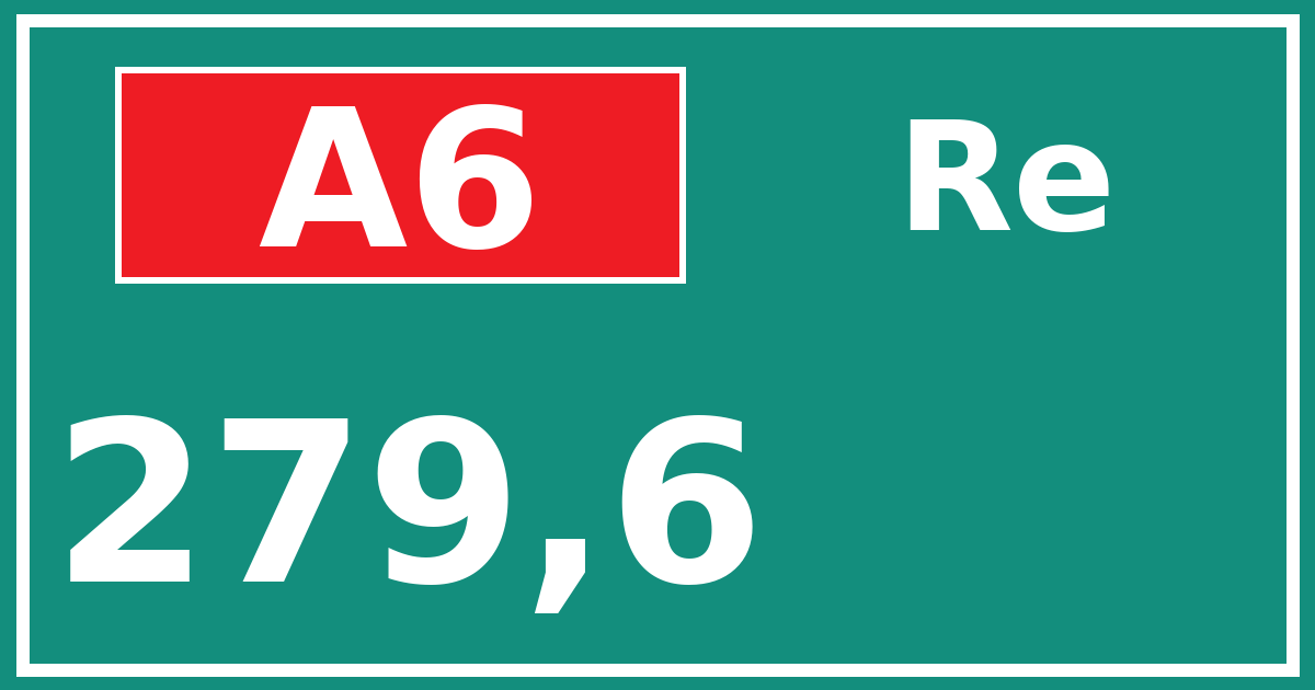 Hectometerbord A6 279,6 zijde Re