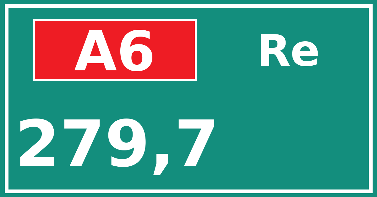 Hectometerbord A6 279,7 zijde Re