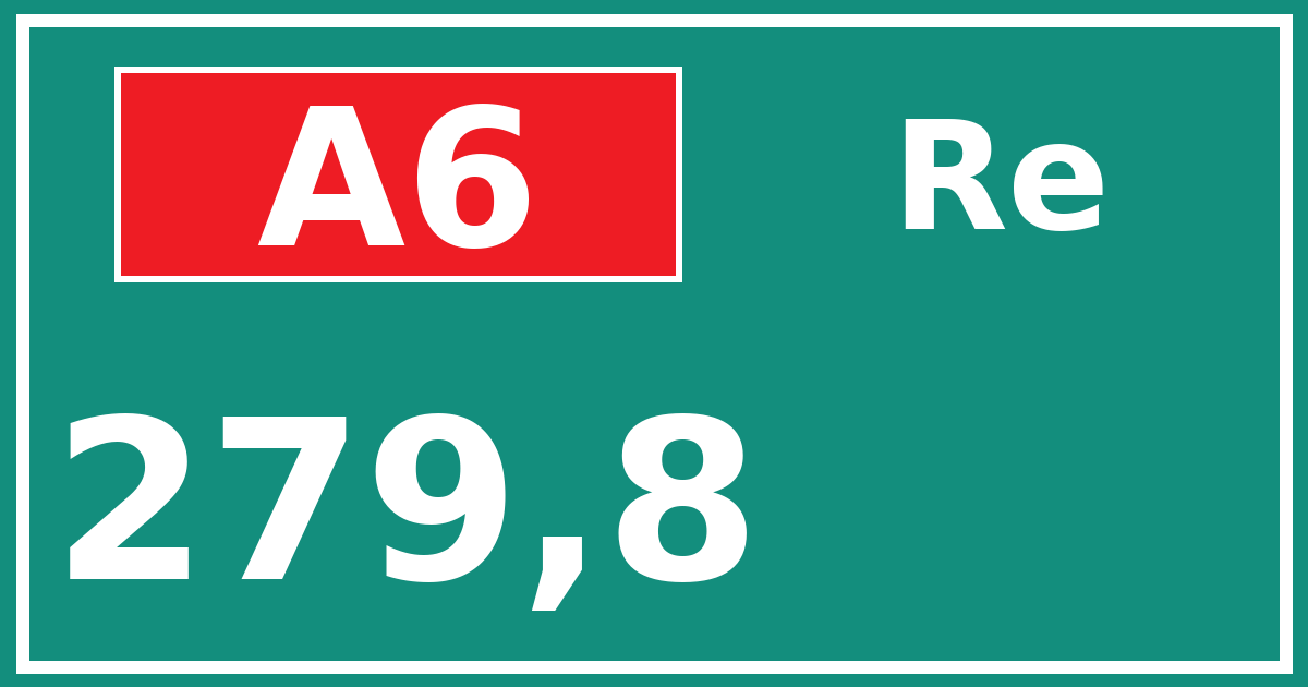 Hectometerbord A6 279,8 zijde Re