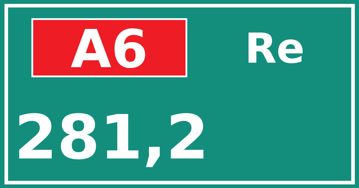 Hectometerbord A6 281,2 zijde Re