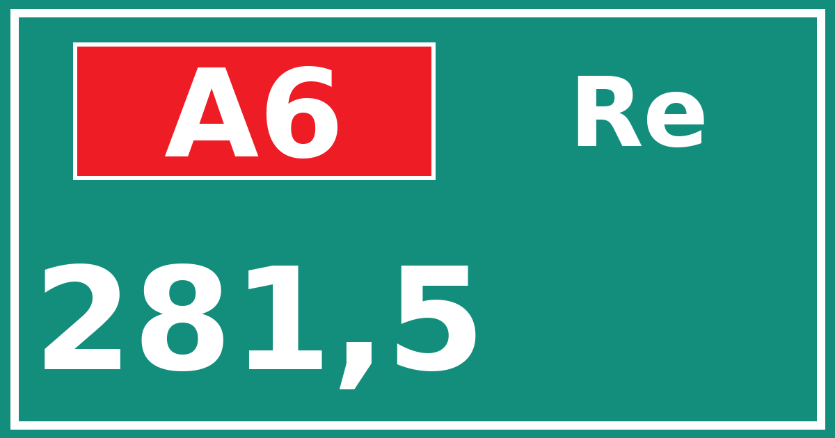 Hectometerbord A6 281,5 zijde Re