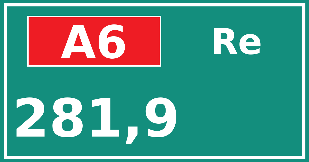 Hectometerbord A6 281,9 zijde Re