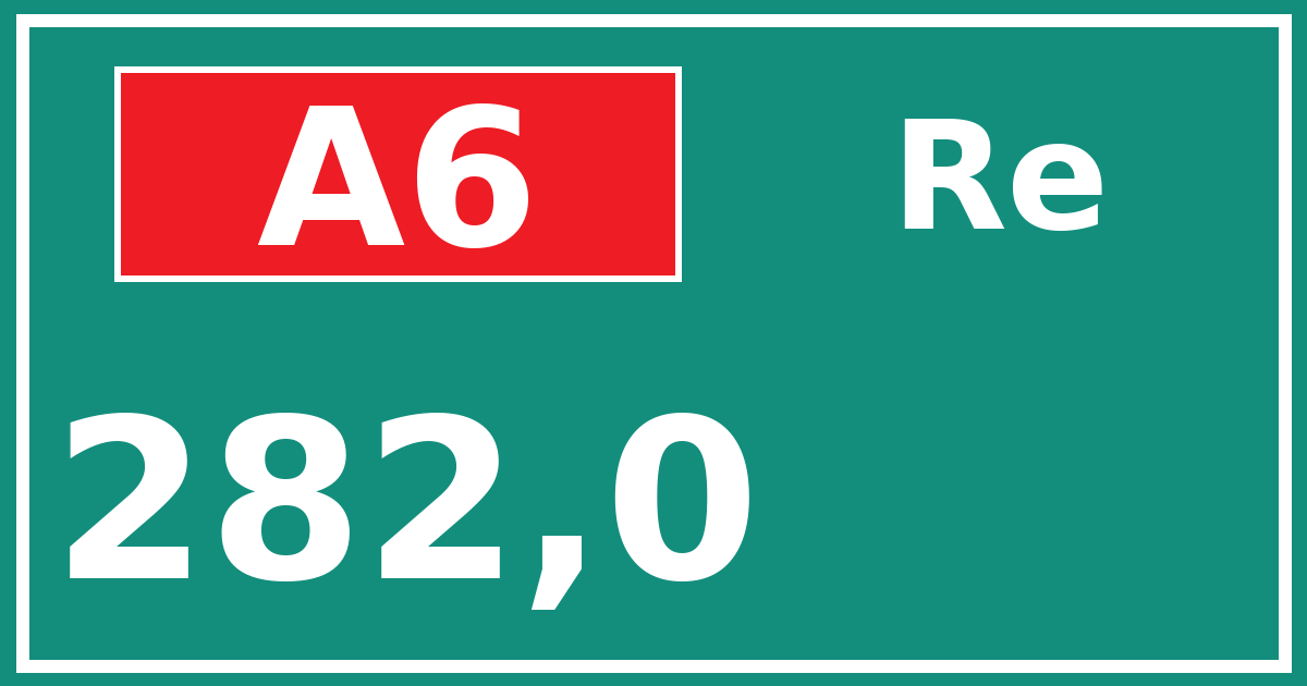 Hectometerbord A6 282,0 zijde Re