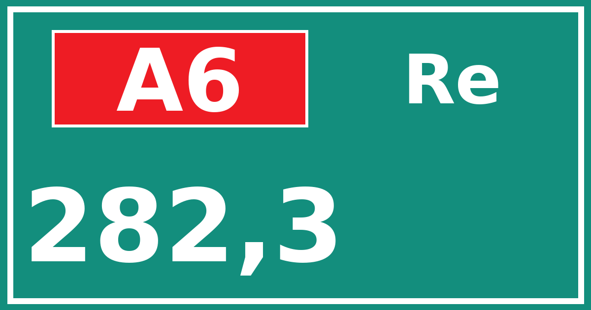 Hectometerbord A6 282,3 zijde Re