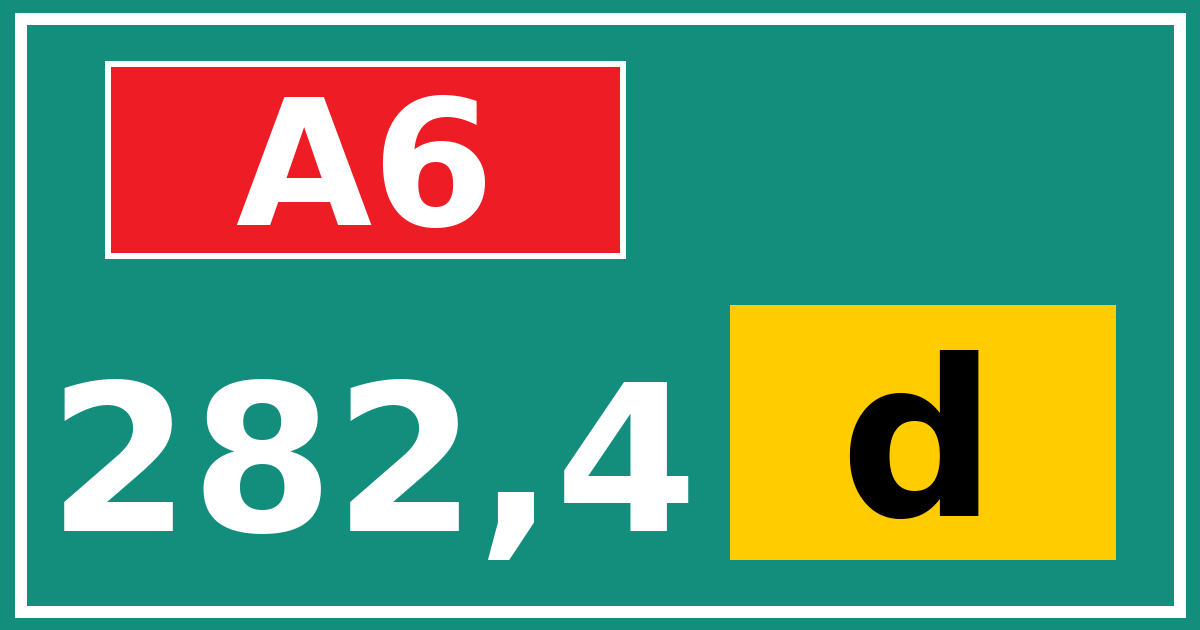 Hectometerbord A6 282,4 letter d
