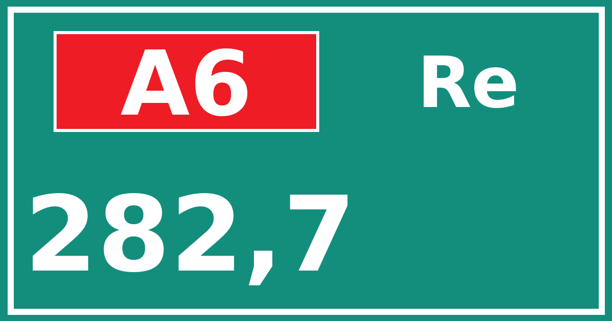 Hectometerbord A6 282,7 zijde Re