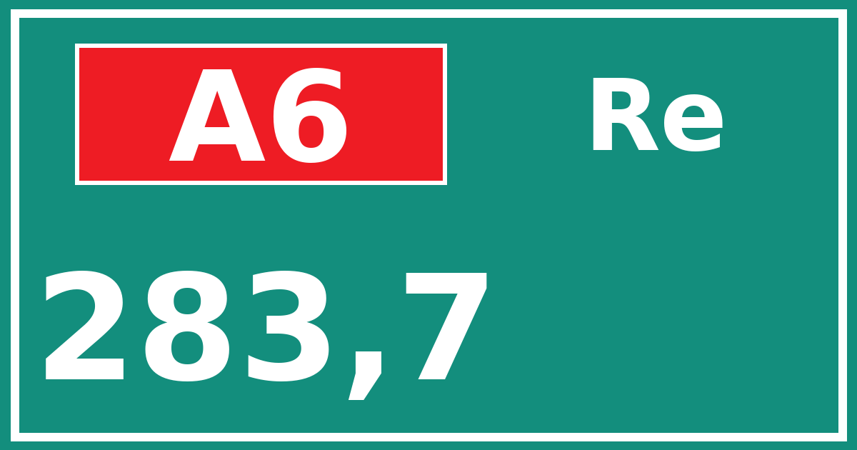 Hectometerbord A6 283,7 zijde Re