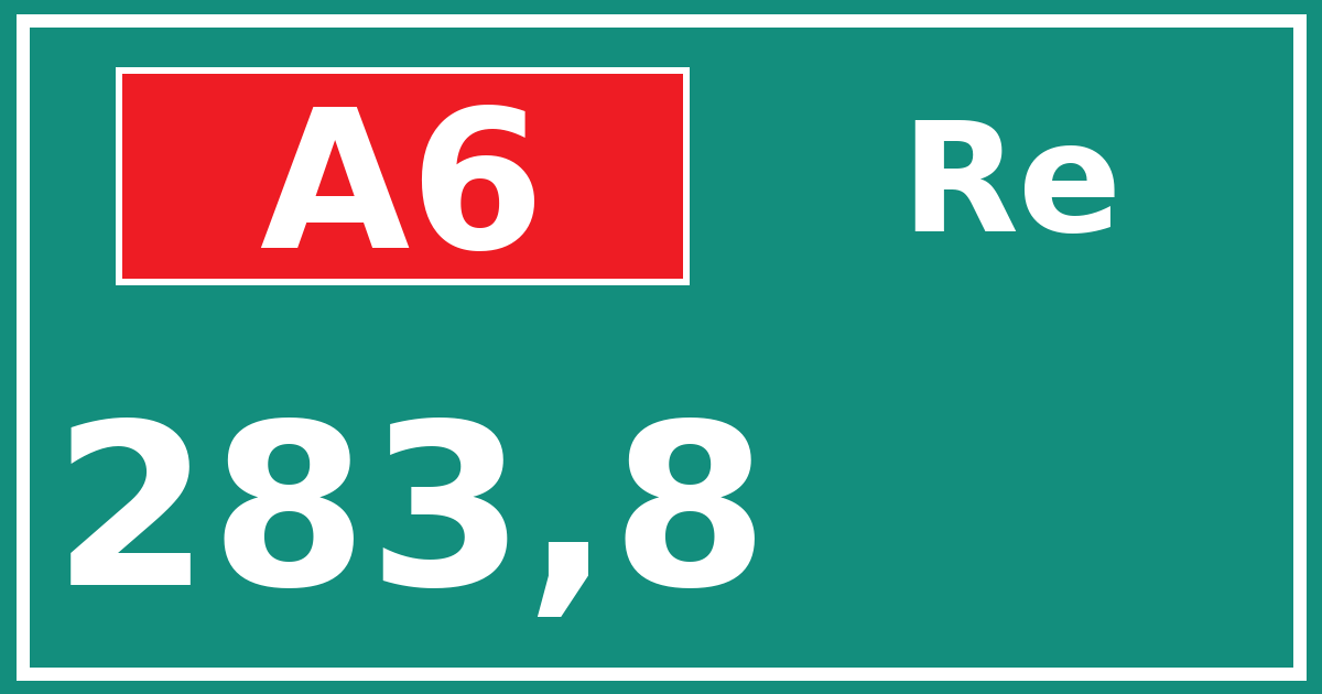 Hectometerbord A6 283,8 zijde Re