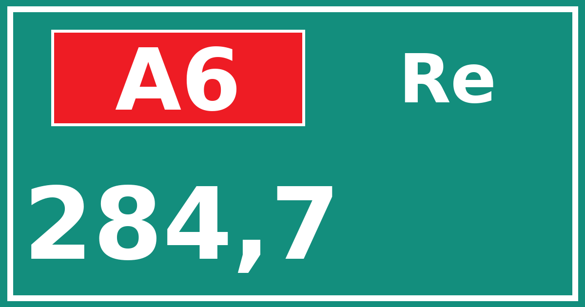 Hectometerbord A6 284,7 zijde Re