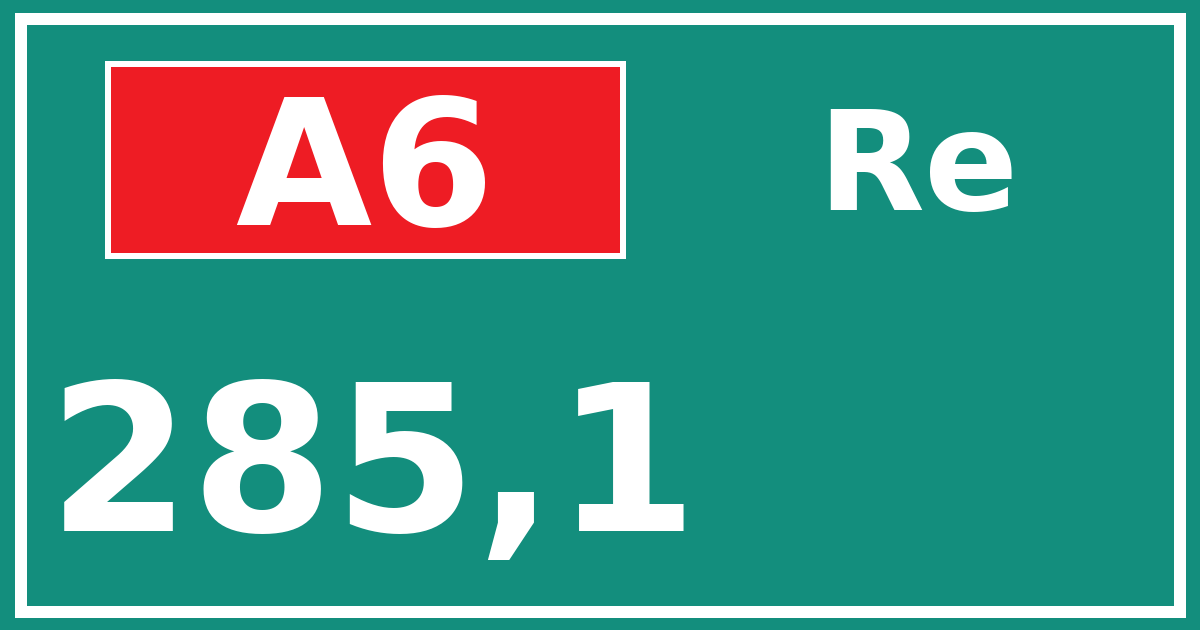 Hectometerbord A6 285,1 zijde Re
