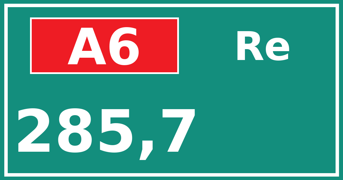 Hectometerbord A6 285,7 zijde Re