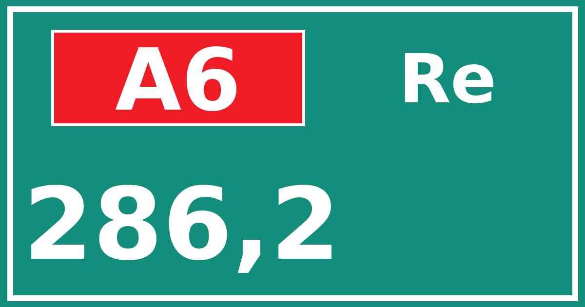Hectometerbord A6 286,2 zijde Re