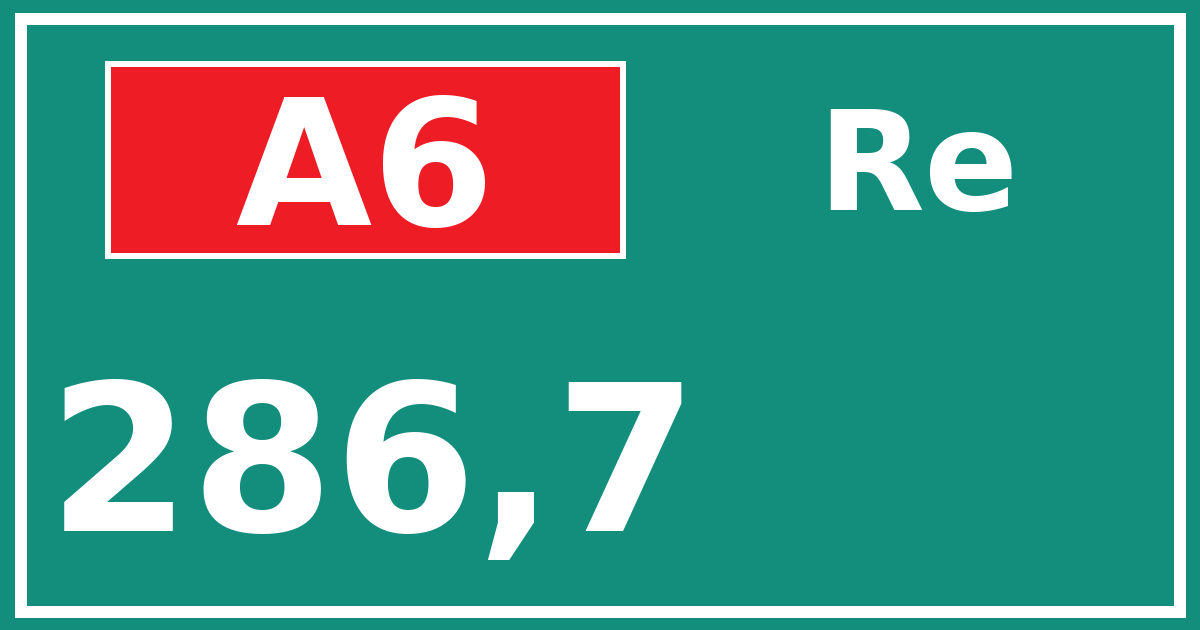 Hectometerbord A6 286,7 zijde Re