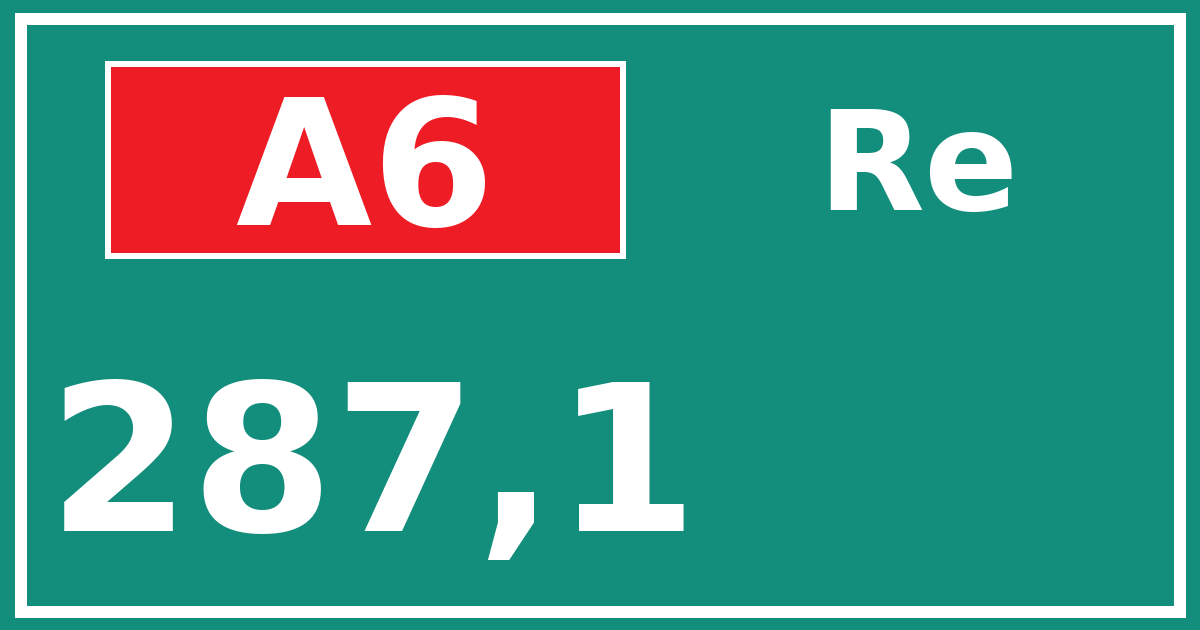 Hectometerbord A6 287,1 zijde Re