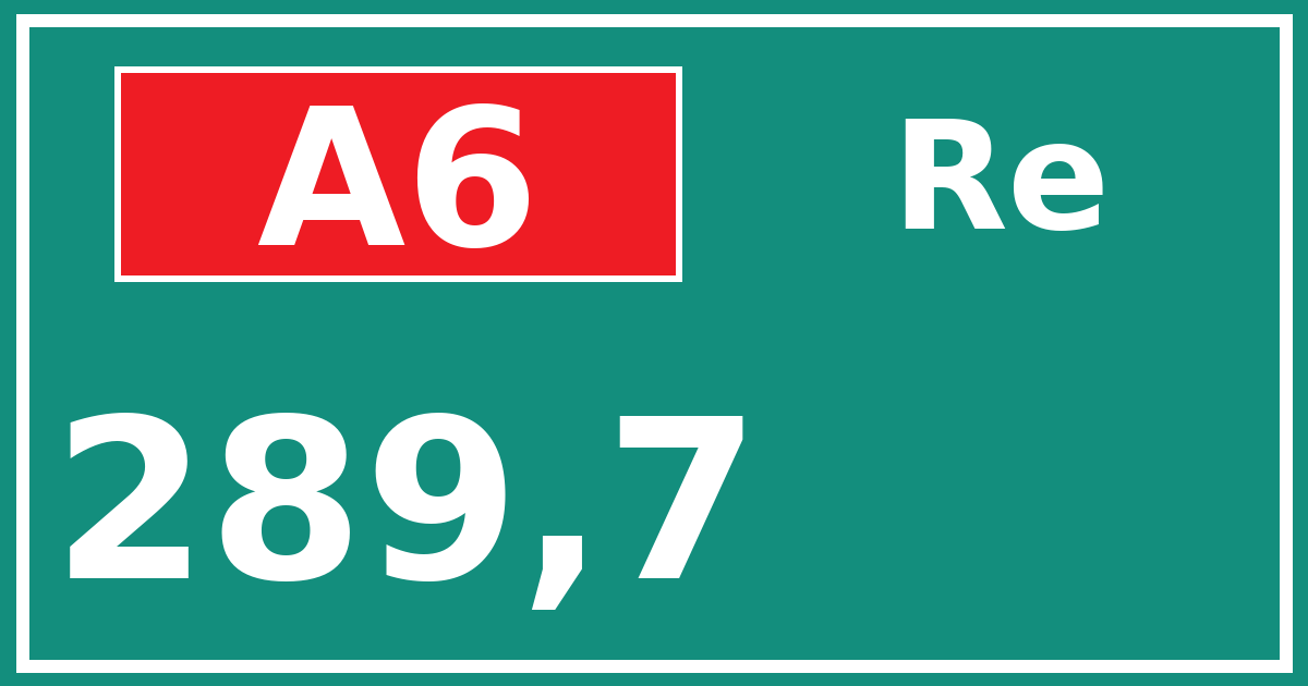 Hectometerbord A6 289,7 zijde Re