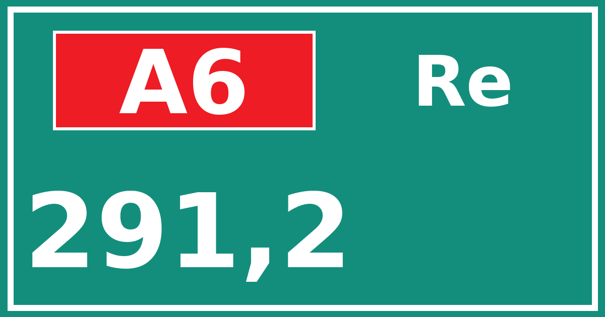 Hectometerbord A6 291,2 zijde Re