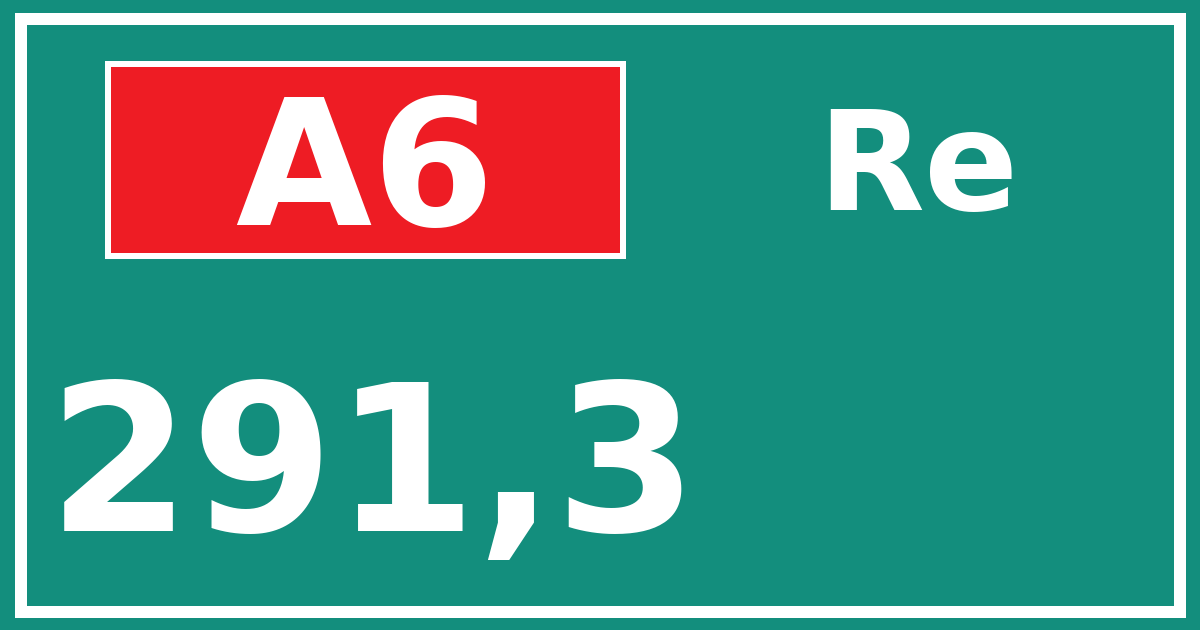 Hectometerbord A6 291,3 zijde Re