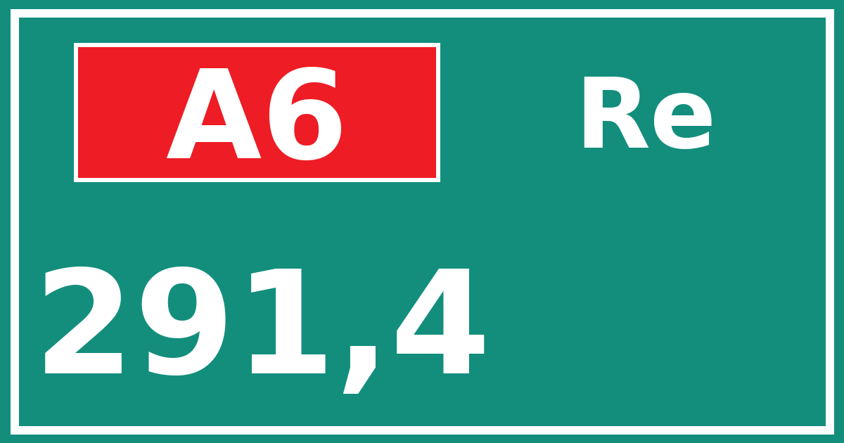 Hectometerbord A6 291,4 zijde Re