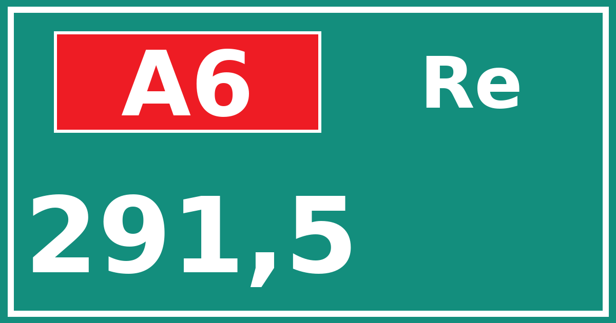 Hectometerbord A6 291,5 zijde Re