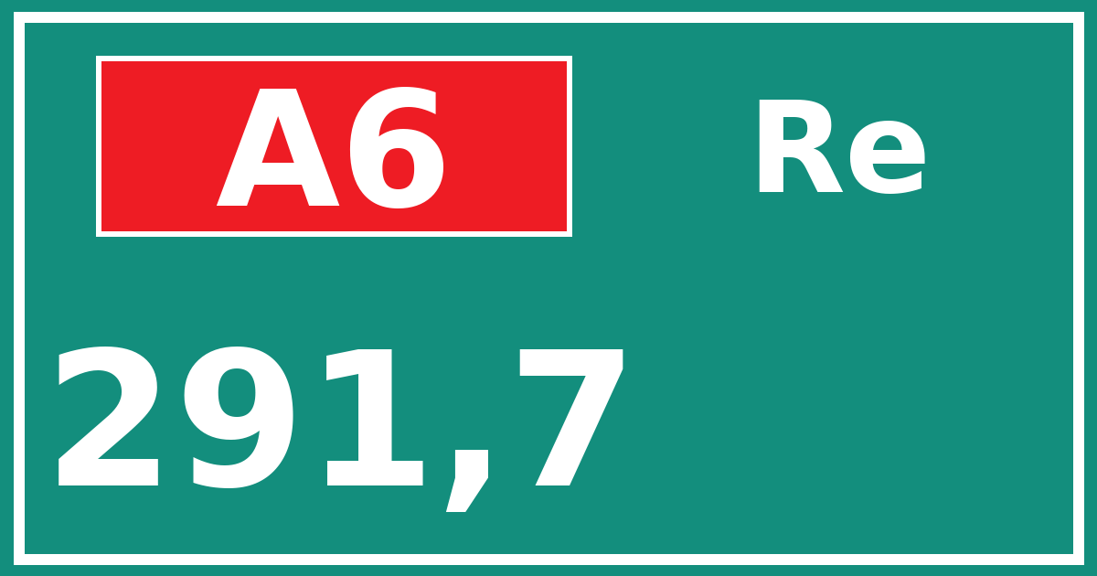 Hectometerbord A6 291,7 zijde Re