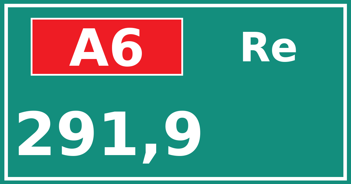 Hectometerbord A6 291,9 zijde Re