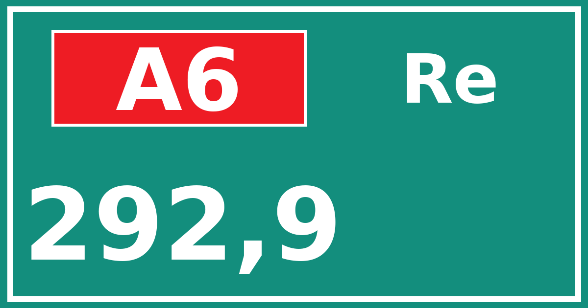 Hectometerbord A6 292,9 zijde Re