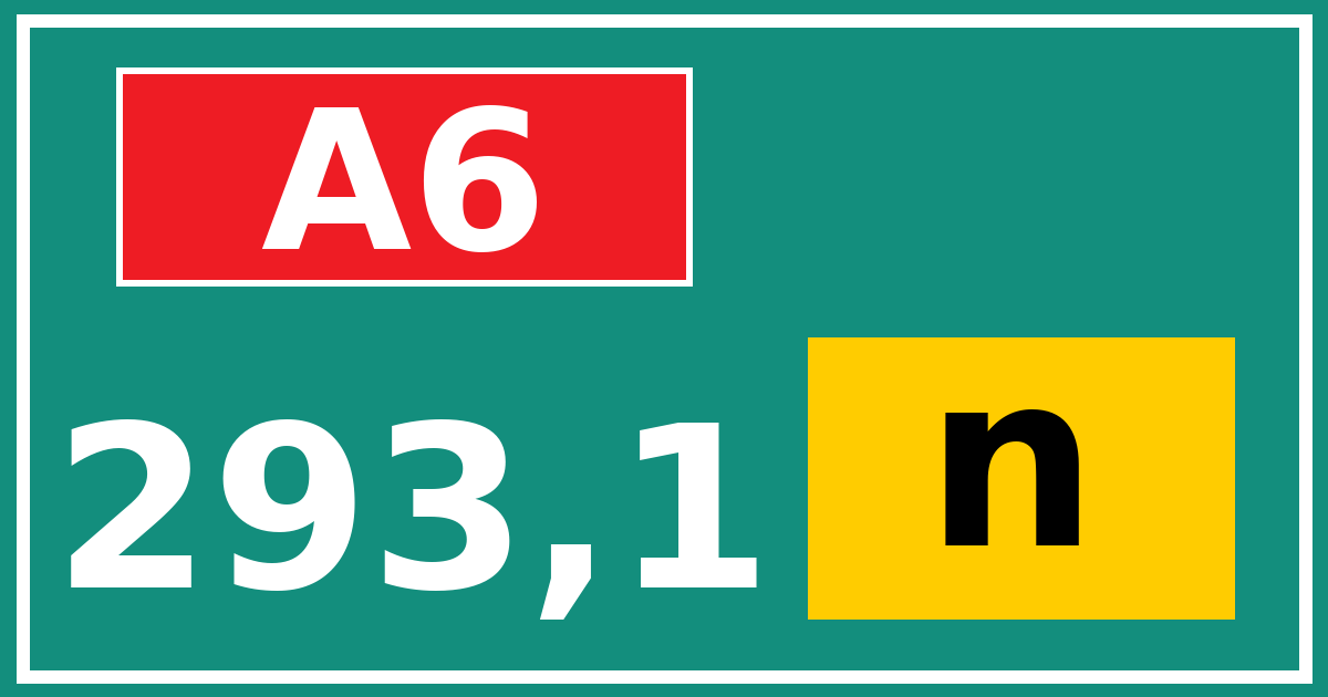 Hectometerbord A6 293,1 letter n